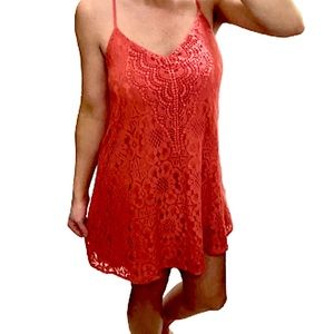 Speechless Floral Lace Pink Pullover Sun Dress Sm